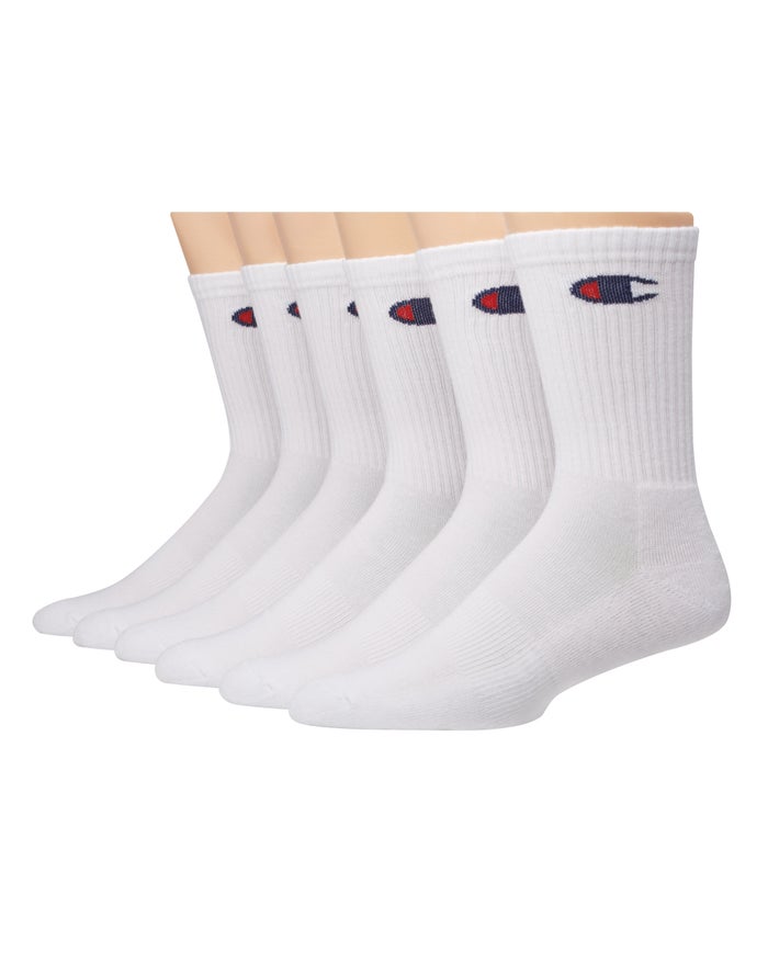 Champion Crew 6-Pairs - Miesten Valkoinen Sukat - Suomi 0186752-RN